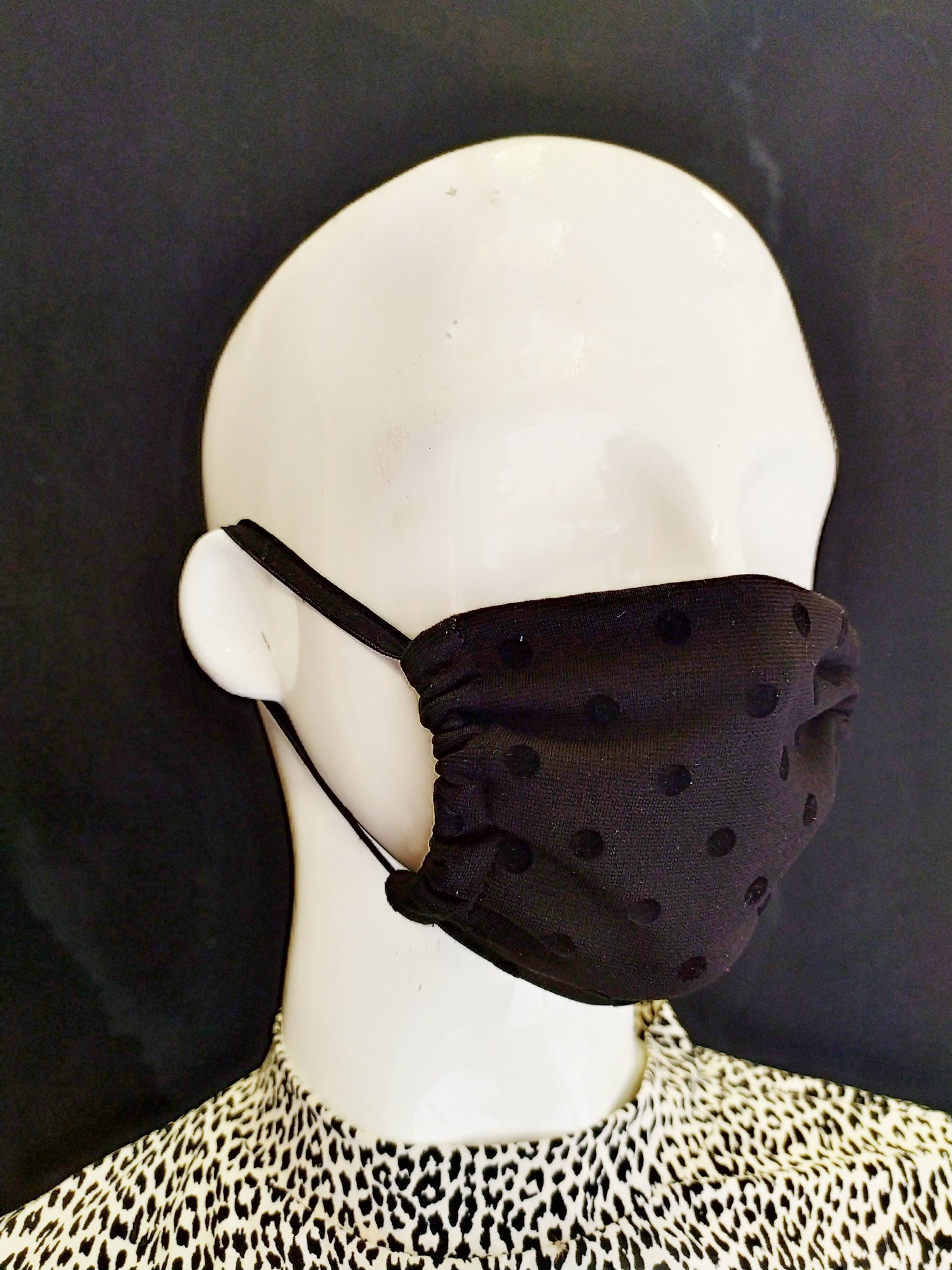 Black Polka dots silk Face mask Stretchy Fabric mask