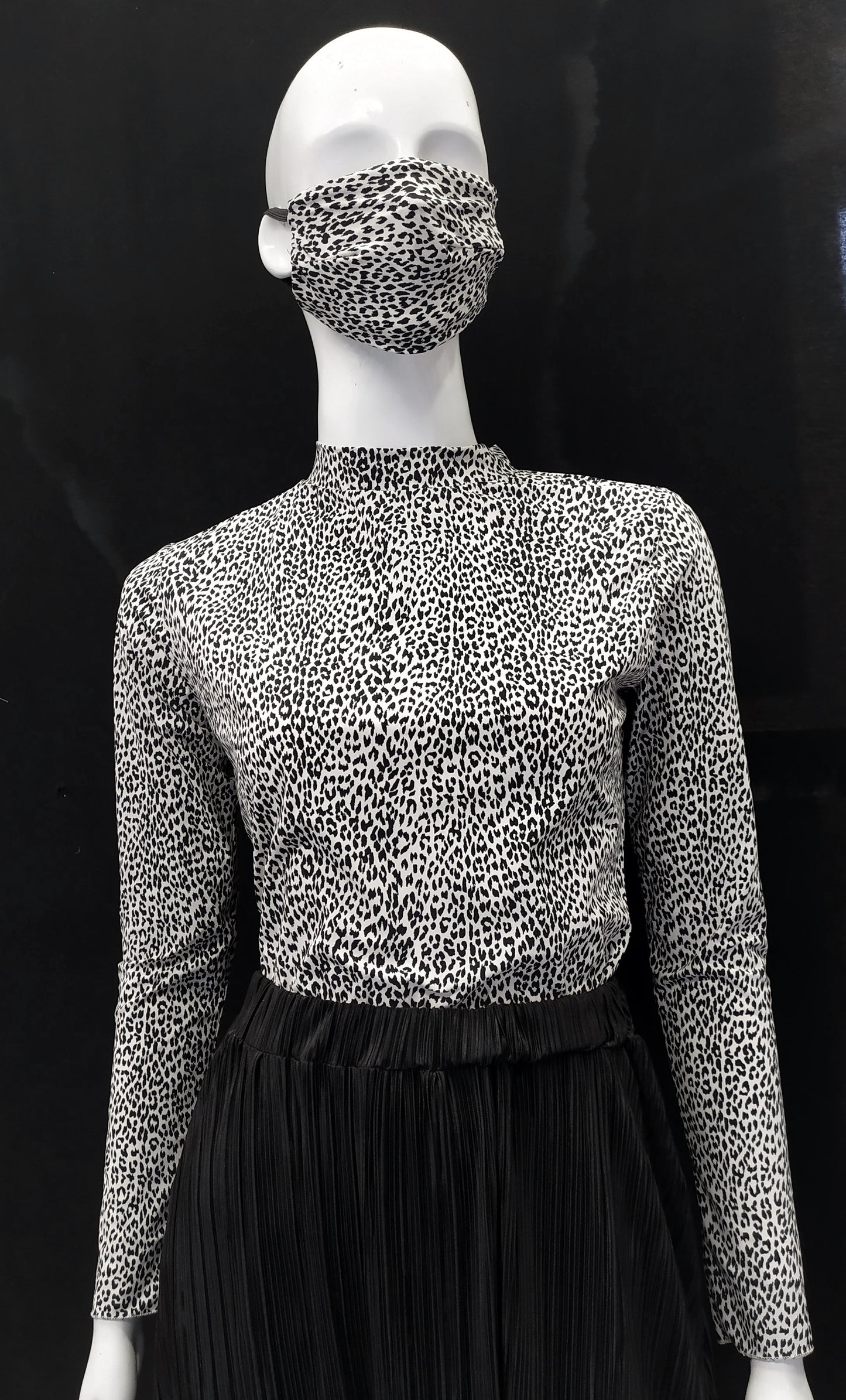 Leopard Black and white Face mask Stretchy Fabric mask