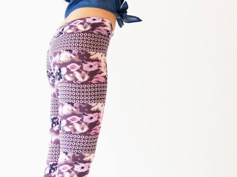Purple and Pink Retro Geometric Print leggings