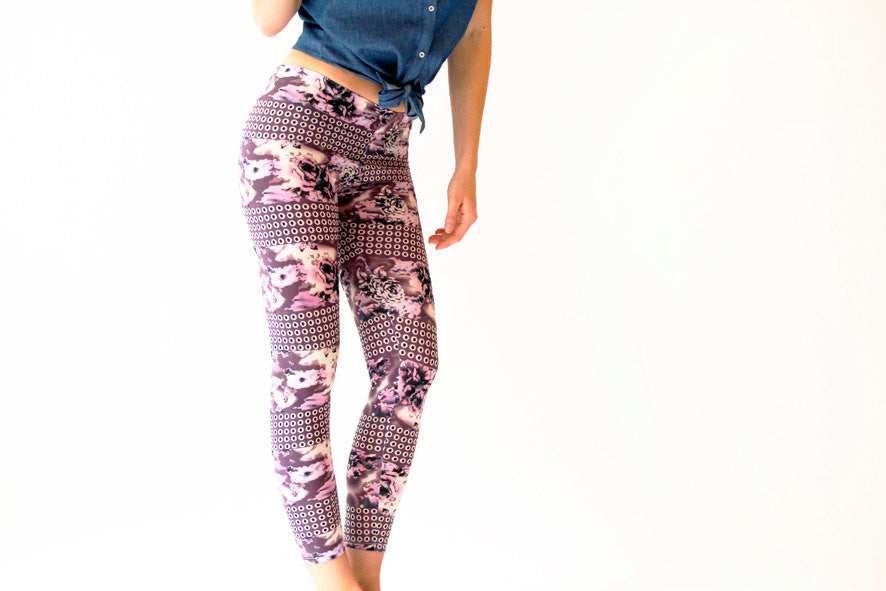 Purple and Pink Retro Geometric Print leggings