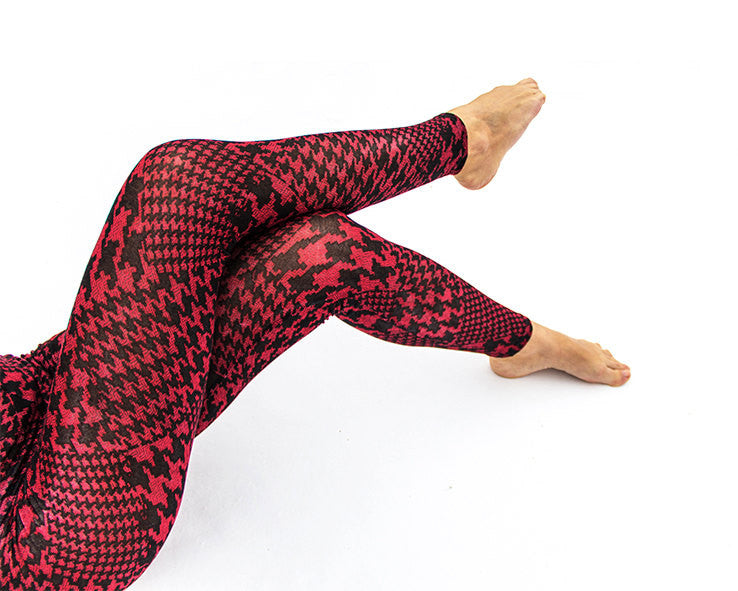Woman leggings from thin wool Red & Black
