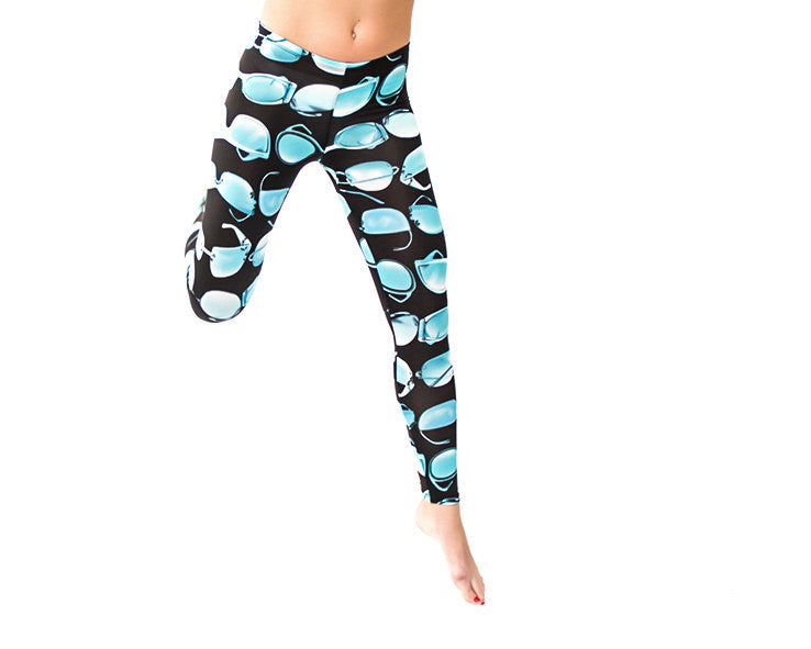 Blue Sunglasses Printed  Womens leggings