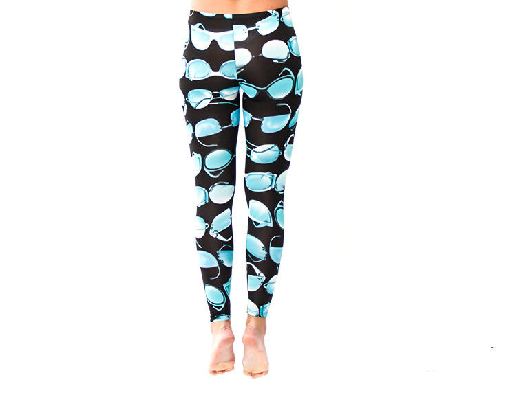 Blue Sunglasses Printed  Womens leggings