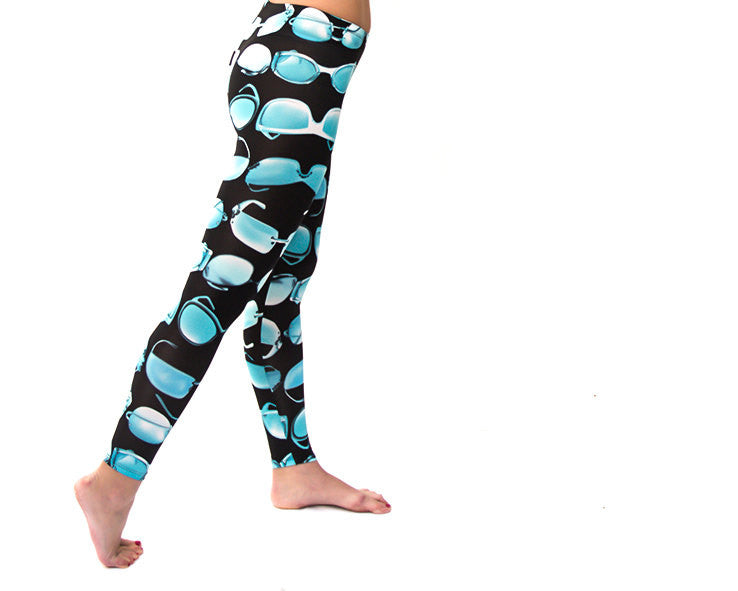 Blue Sunglasses Printed  Womens leggings