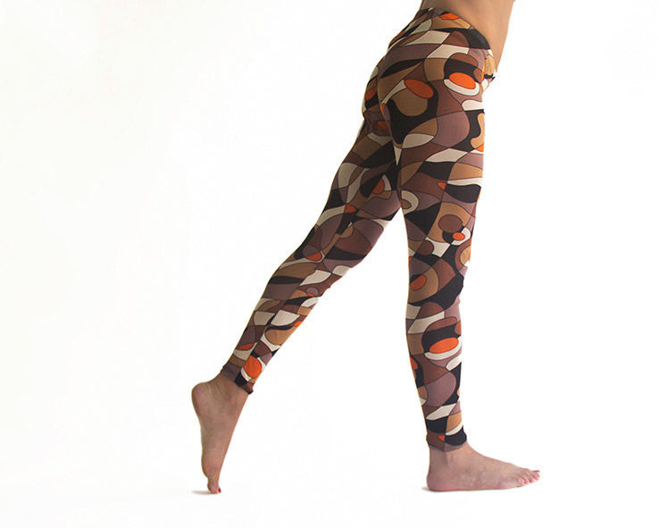 Brown Abstract Tribal  Retro Style Leggings