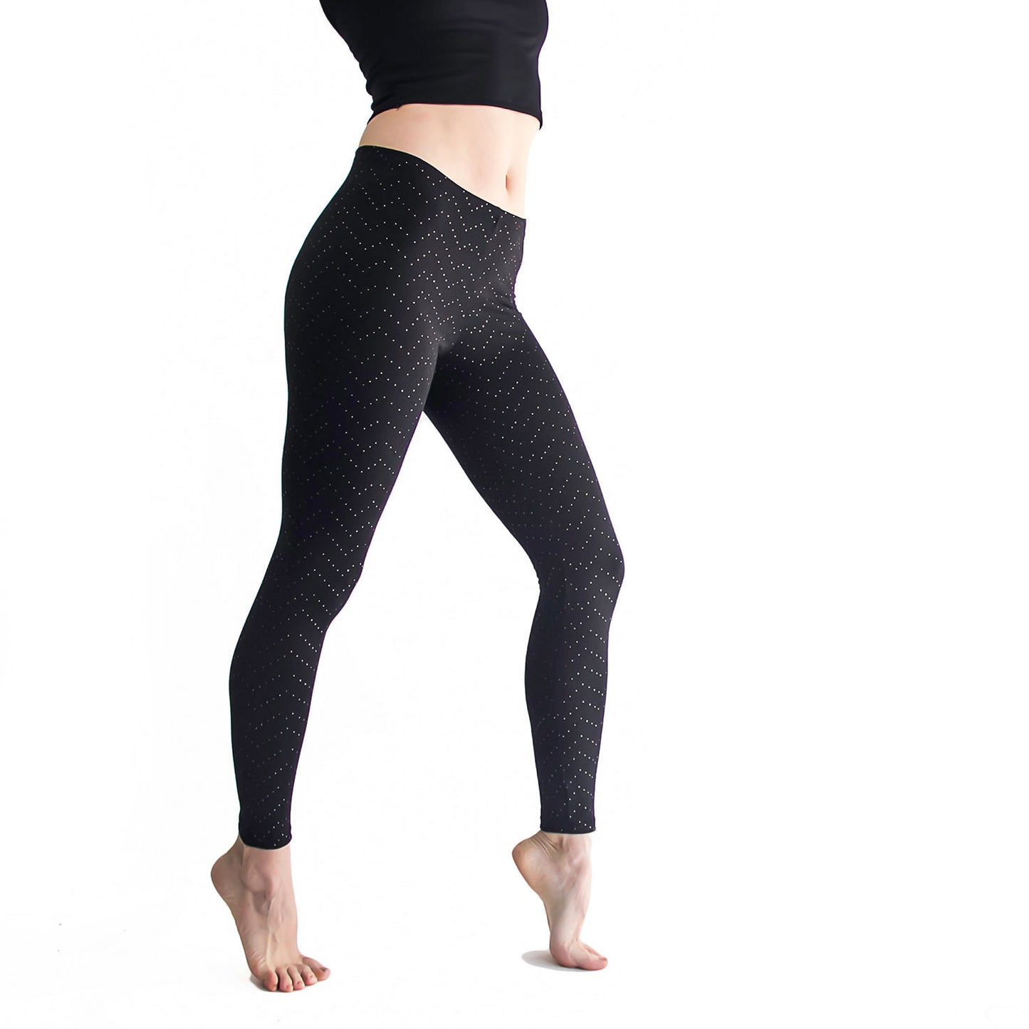 Black & Silver Rivets Leggings Women Leggings