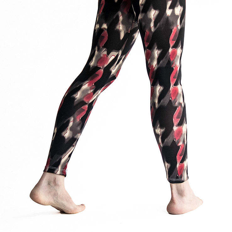 Printed Fold Over Grey, Pink and Black Leggings