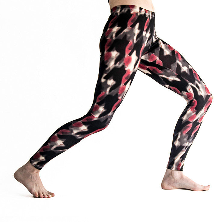 Printed Fold Over Grey, Pink and Black Leggings