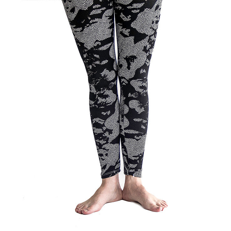 Black Lace Pattern Over Grey Fabric Womens Leggings ( perfact 4 winter )