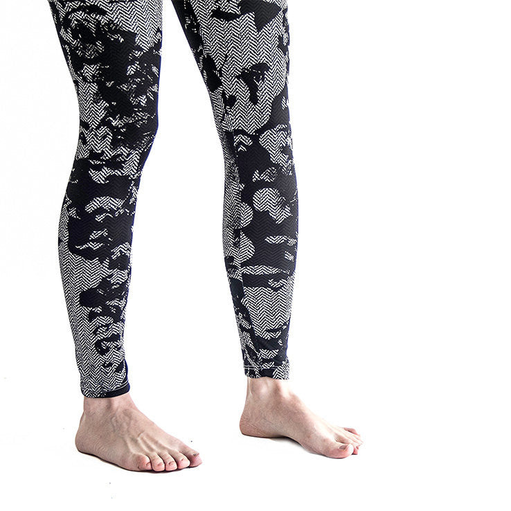Black Lace Pattern Over Grey Fabric Womens Leggings ( perfact 4 winter )