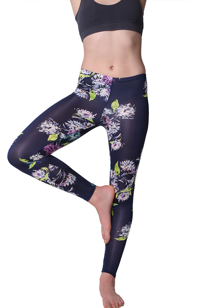Deluxe Blue Flowers Women Leggings