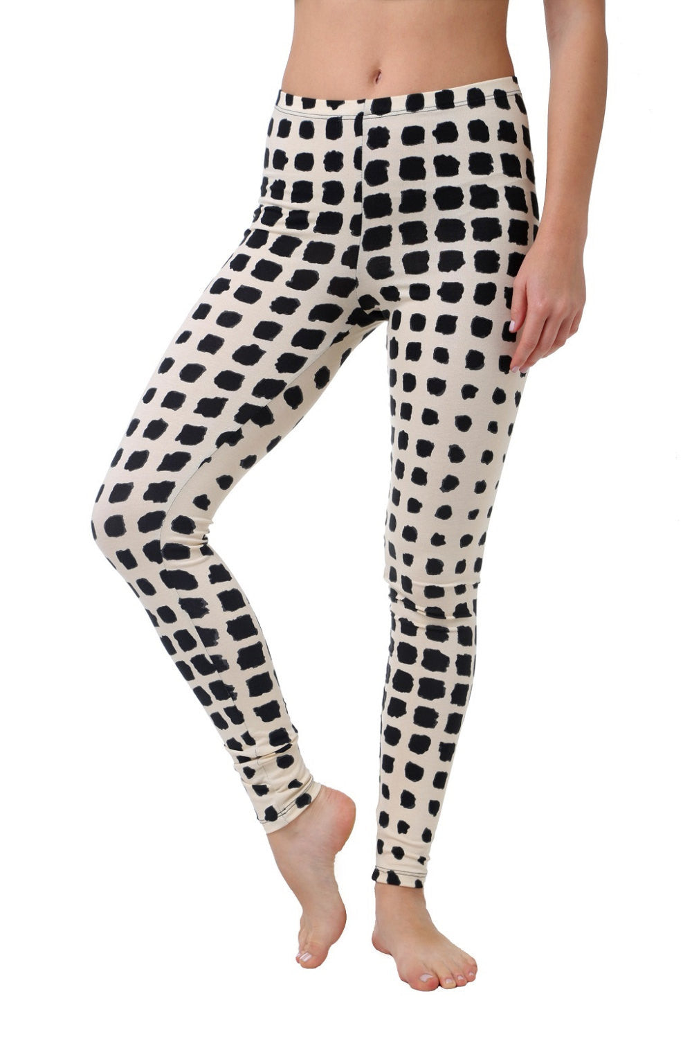 Beige and black leggings