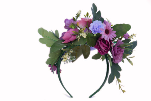 Headband Soft purple, Cream and Green Colors Flower Crown Accessories