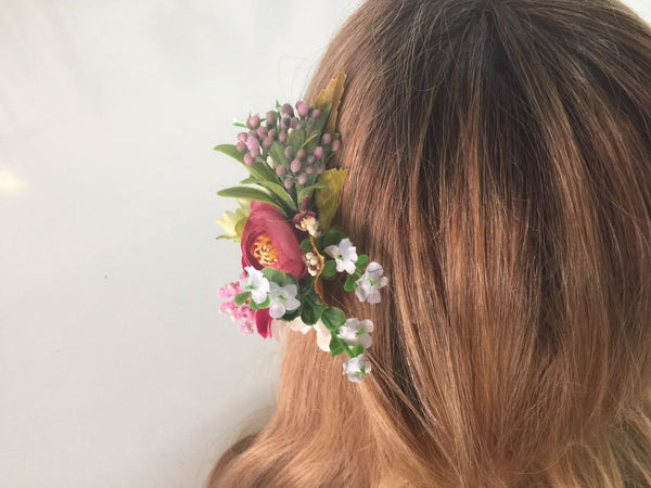 Spring Accessories Floral Hair Clip White pink red yello Flowers Head Pin