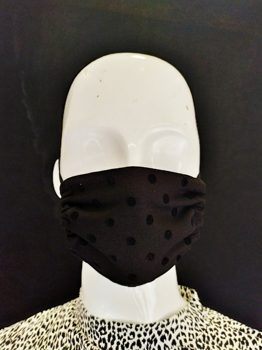 Black Polka dots silk Face mask Stretchy Fabric mask