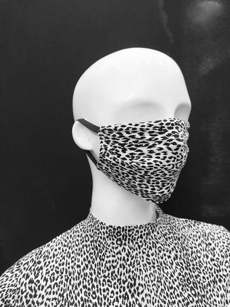 Leopard Black and white Face mask Stretchy Fabric mask