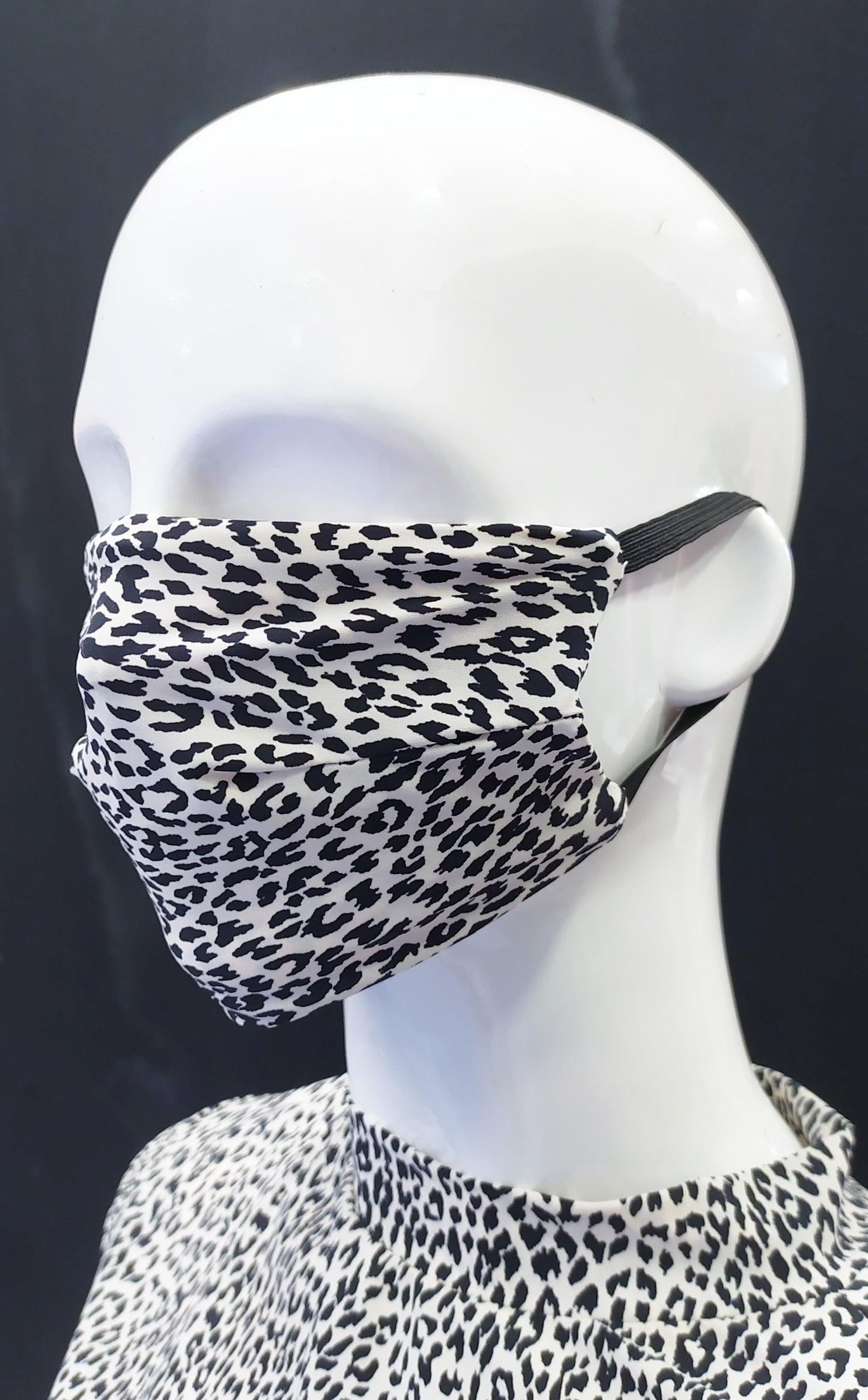 Leopard Black and white Face mask Stretchy Fabric mask