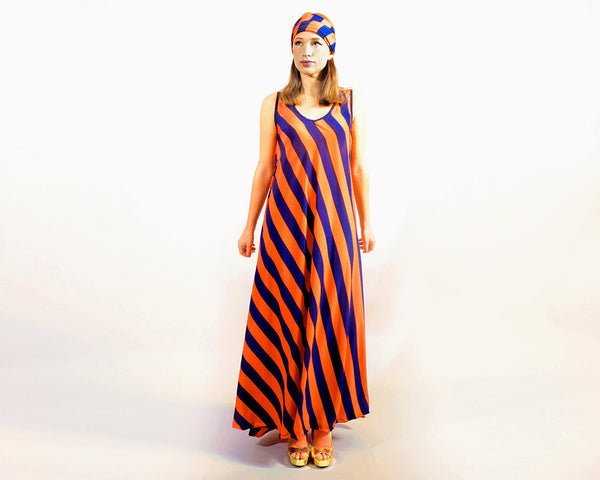 Blue & Orange Maxi Summer Dress