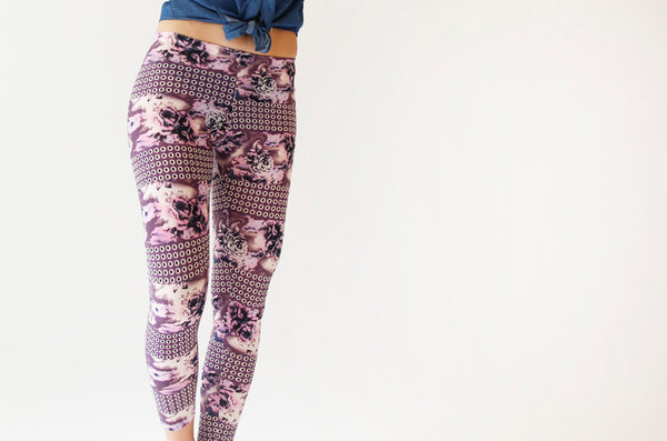 Purple and Pink Retro Geometric Print leggings