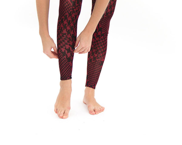 Woman leggings from thin wool Red & Black