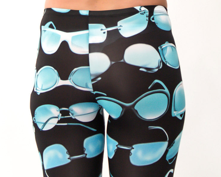 Blue Sunglasses Printed  Womens leggings