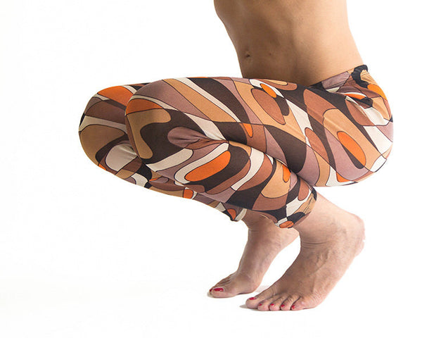 Brown Abstract Tribal  Retro Style Leggings