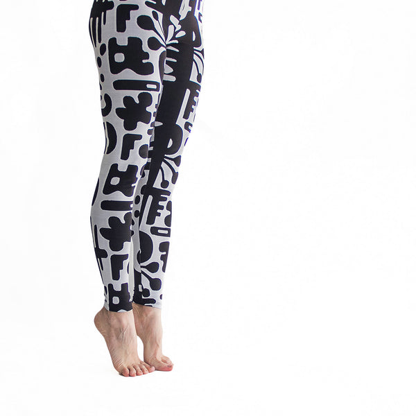 High Rise Black & White Leggings