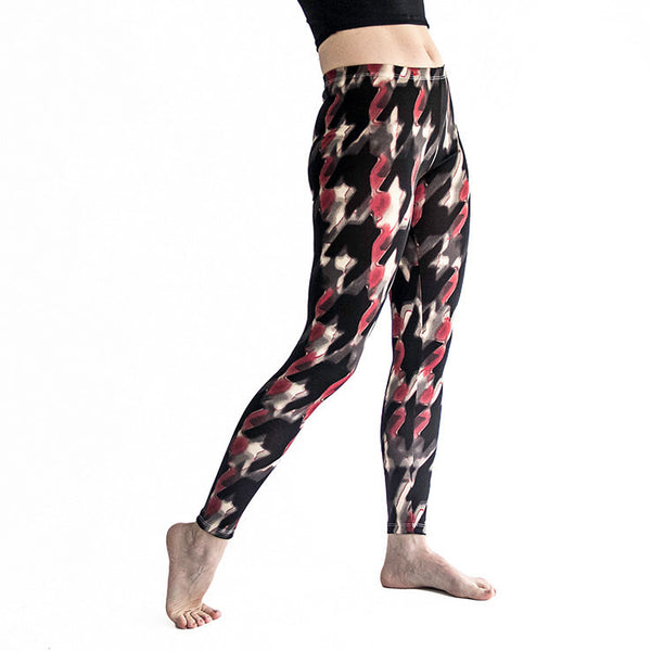 Printed Fold Over Grey, Pink and Black Leggings