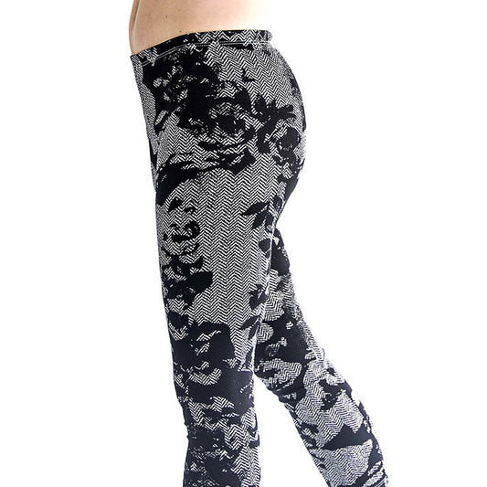 Black Lace Pattern Over Grey Fabric Womens Leggings ( perfact 4 winter )