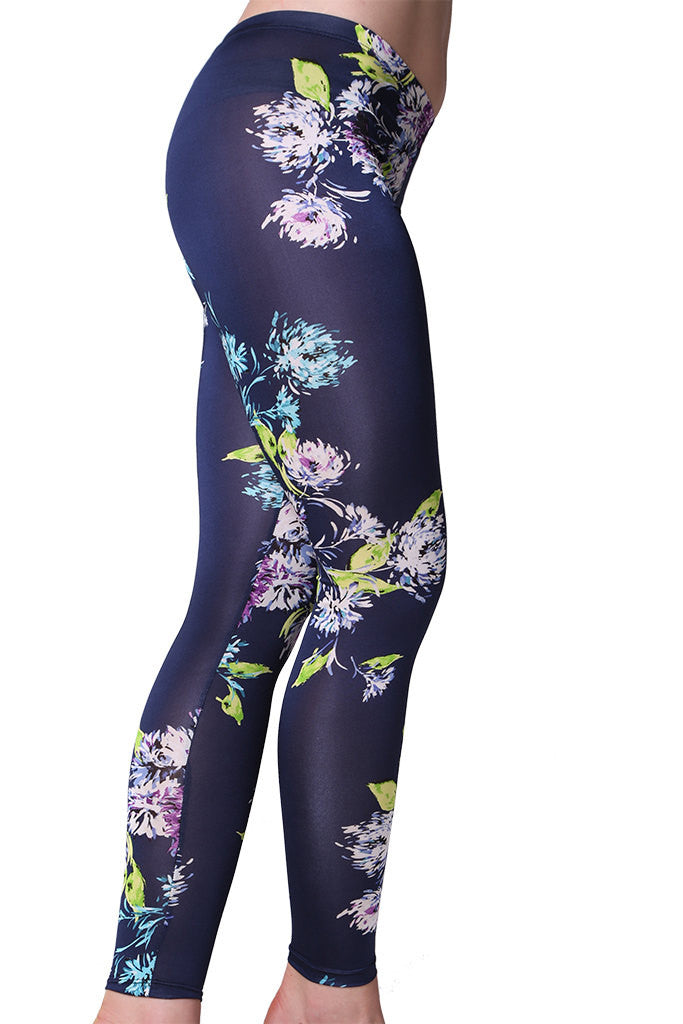 Deluxe Blue Flowers Women Leggings