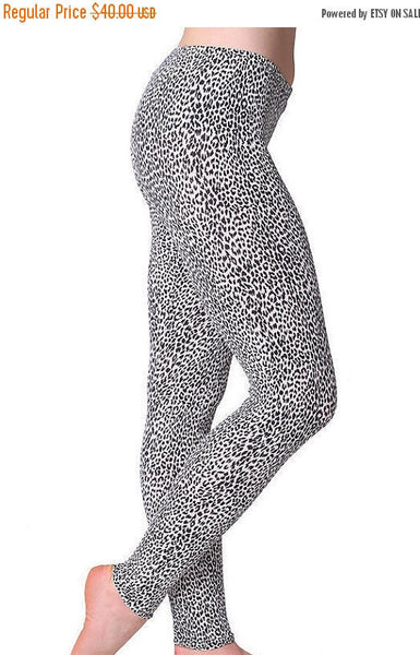 Leopard Print Black and White Leggings For Women